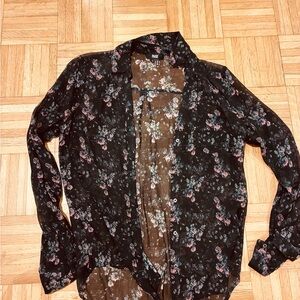 PAIGE Black Floral Casual Shirt